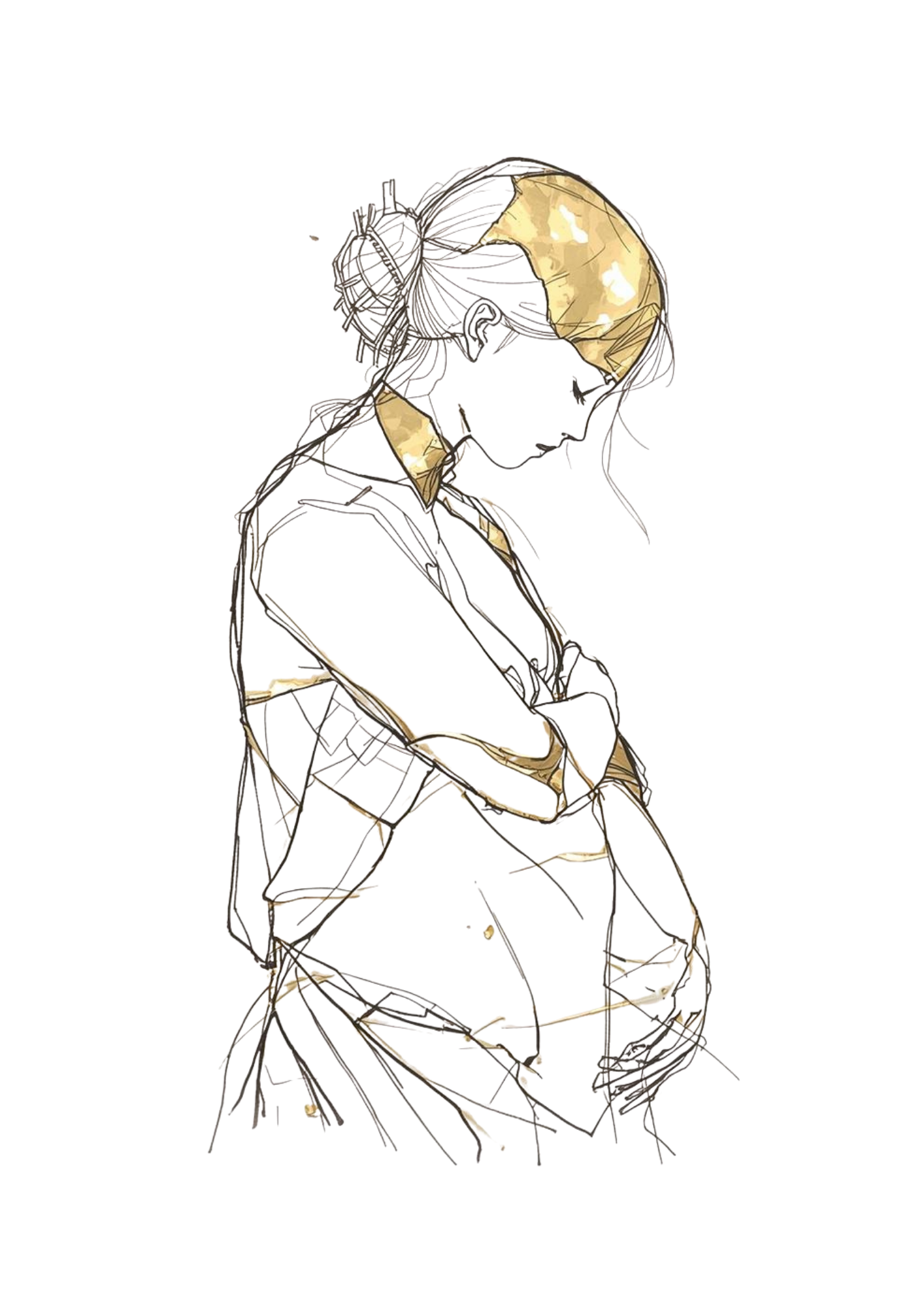 A woman holding her pregnant belly — kintsugi healing after pregnancy loss
